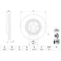 Bosch Bromsskiva 0 986 479 H02 fram, ventilerad, höggradigt förkolnad, 1 Stycke