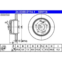 Ate Bromsskiva Power Disc 24.0309-0114.1, 1 Stycke
