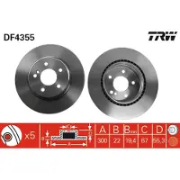 TRW Bromsskiva LUC DF4355 bak, ventilerad, 1 Stycke
