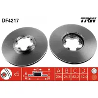TRW Bromsskiva DF4217 fram, ventilerad, 1 Stycke