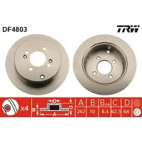 TRW Bromsskiva DF4803 bak, full, 1 Stycke