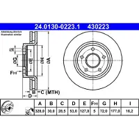 Ate Bromsskiva 24.0130-0223.1 fram, ventilerad, 1 Stycke