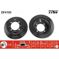 TRW Bromsskiva DF4193 bak, full, 1 Stycke