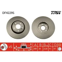 TRW Bromsskiva DF4229S fram, ventilerad, 1 Stycke
