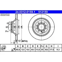 Ate Bromsskiva Power Disc 24.0312-0159.1, 1 Stycke