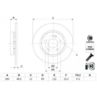 Bosch Bromsskiva 0 986 479 H49 bak, full, höggradigt förkolnad, 1 Stycke