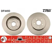TRW Bromsskiva DF4493 fram, ventilerad, 1 Stycke
