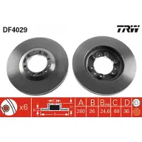 TRW Bromsskiva DF4029 fram, ventilerad, 1 Stycke
