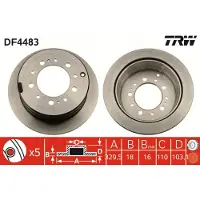 TRW Bromsskiva DF4483 bak, ventilerad, 1 Stycke