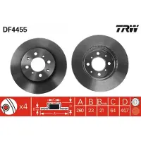 TRW Bromsskiva DF4455 fram, ventilerad, 1 Stycke