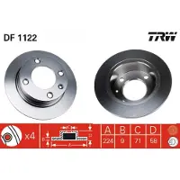 TRW Bromsskiva DF1122 bak, full, 1 Stycke