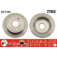 TRW Bromsskiva DF7381 bak, full, 1 Stycke
