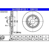 Ate Bromsskiva Power Disc 24.0320-0133.1, 1 Stycke