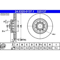 Ate Bromsskiva Power Disc 24.0325-0137.1, 1 Stycke