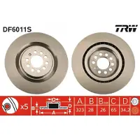 TRW Bromsskiva DF6011S fram, ventilerad, 1 Stycke