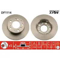TRW Bromsskiva DF1114 fram, full, 1 Stycke