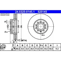 Ate Bromsskiva Power Disc 24.0325-0145.1, 1 Stycke
