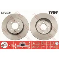 TRW Bromsskiva DF3021 fram, ventilerad, höggradigt förkolnad, 1 Stycke