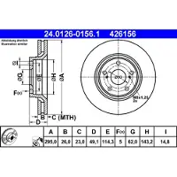 Ate Bromsskiva 24.0126-0156.1 fram, ventilerad, 1 Stycke