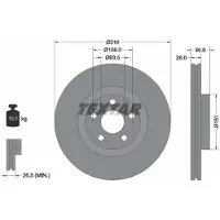 Textar Bromsskiva 92317203 fram, ventilerad, 1 Stycke