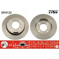 TRW Bromsskiva DF4122 bak, full, 1 Stycke