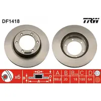 TRW Bromsskiva DF1418 fram, ventilerad, 1 Stycke
