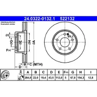 Ate Bromsskiva Power Disc 24.0322-0132.1, 1 Stycke
