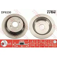 TRW Bromsskiva DF6330 bak, ventilerad, 1 Stycke