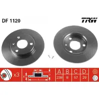TRW Bromsskiva DF1120 fram, full, 1 Stycke
