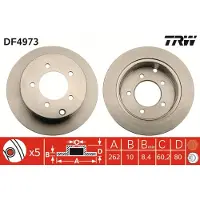 TRW Bromsskiva DF4973 bak, full, 1 Stycke