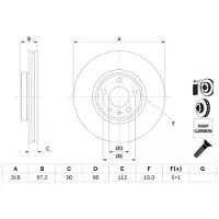 Bosch Bromsskiva 0 986 479 E49 fram, ventilerad, höggradigt förkolnad, 1 Stycke