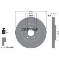 Textar Bromsskiva 92306503 fram, ventilerad, 1 Stycke