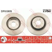 TRW Bromsskiva DF6180S fram, ventilerad, 1 Stycke