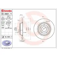 Brembo Bromsskiva 08.D864.11 bak, full, 1 Stycke