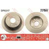 TRW Bromsskiva DF6317 bak, full, 1 Stycke