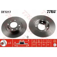 TRW Bromsskiva DF1217 fram, full, 1 Stycke