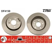 TRW Bromsskiva DF4150 fram, ventilerad, 1 Stycke