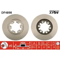 TRW Bromsskiva DF4898 fram, ventilerad, 1 Stycke