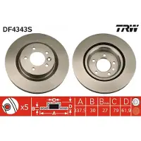 TRW Bromsskiva LUC DF4343S fram, ventilerad, 1 Stycke