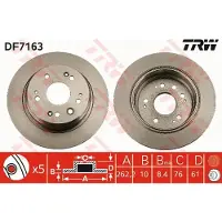 TRW Bromsskiva DF7163 bak, full, 1 Stycke