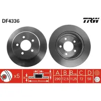TRW Bromsskiva DF4336 bak, full, 1 Stycke