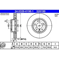 Ate Bromsskiva PowerDisc 24.0328-0199.1, 1 Stycke