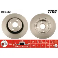 TRW Bromsskiva DF4560 bak, full, 1 Stycke