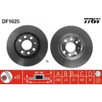 TRW Bromsskiva DF1625 fram, ventilerad, 1 Stycke