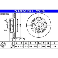 Ate Bromsskiva Power Disc 24.0322-0160.1, 1 Stycke