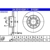 Ate Bromsskiva Power Disc 24.0310-0261.1, 1 Stycke