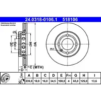 Ate Bromsskiva Power Disc 24.0318-0106.1, 1 Stycke