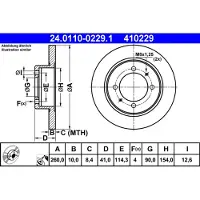Ate Bromsskiva 24.0110-0229.1 bak, full, 1 Stycke