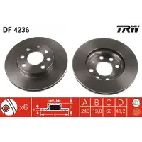 TRW Bromsskiva DF4236 fram, ventilerad, 1 Stycke