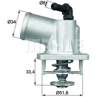 MAHLE ORIGINAL Termostat, kylvätska TI 54 92D